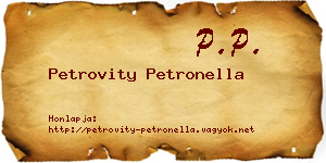 Petrovity Petronella névjegykártya